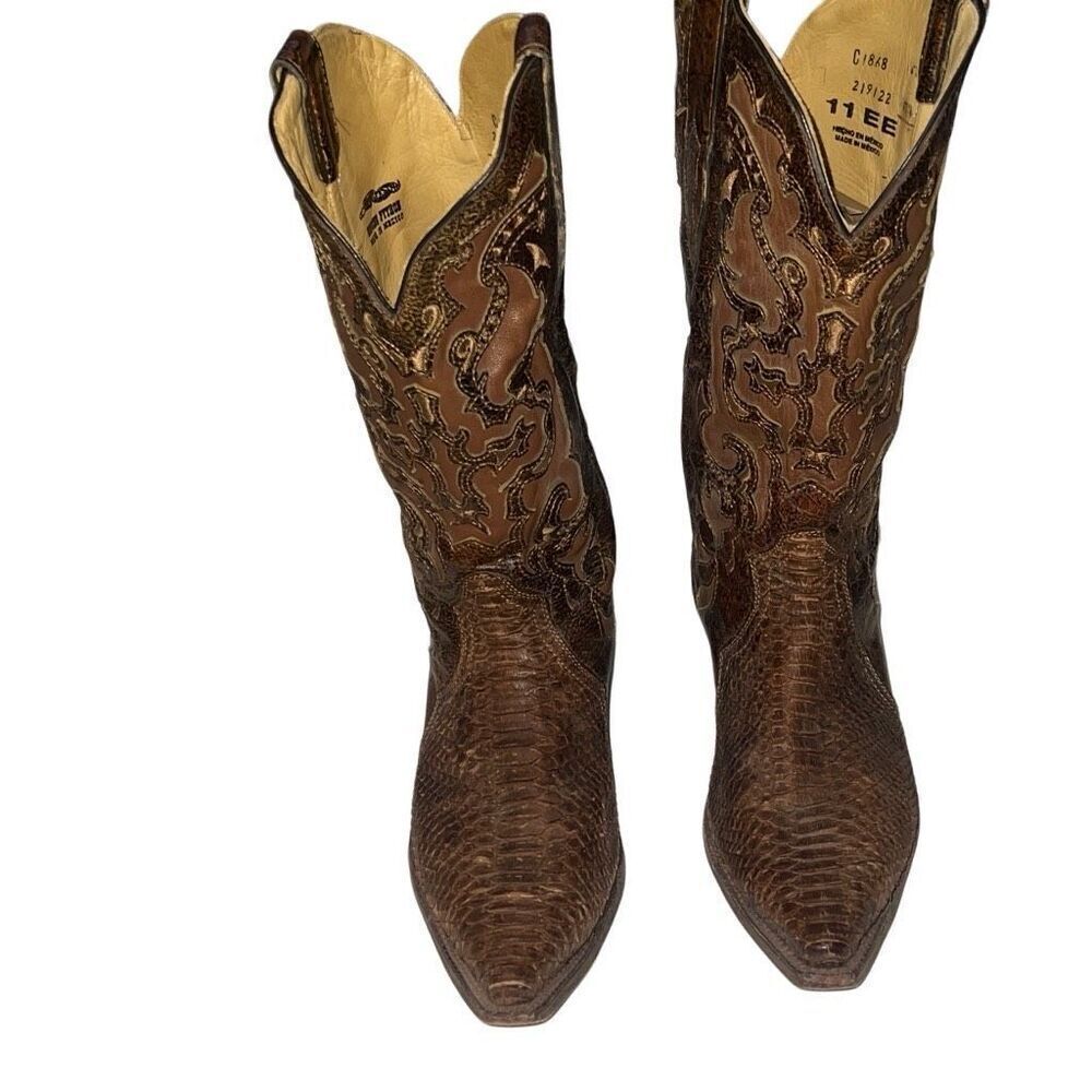 Corral Vintage Genuine Python Embroidered Leather… - image 3